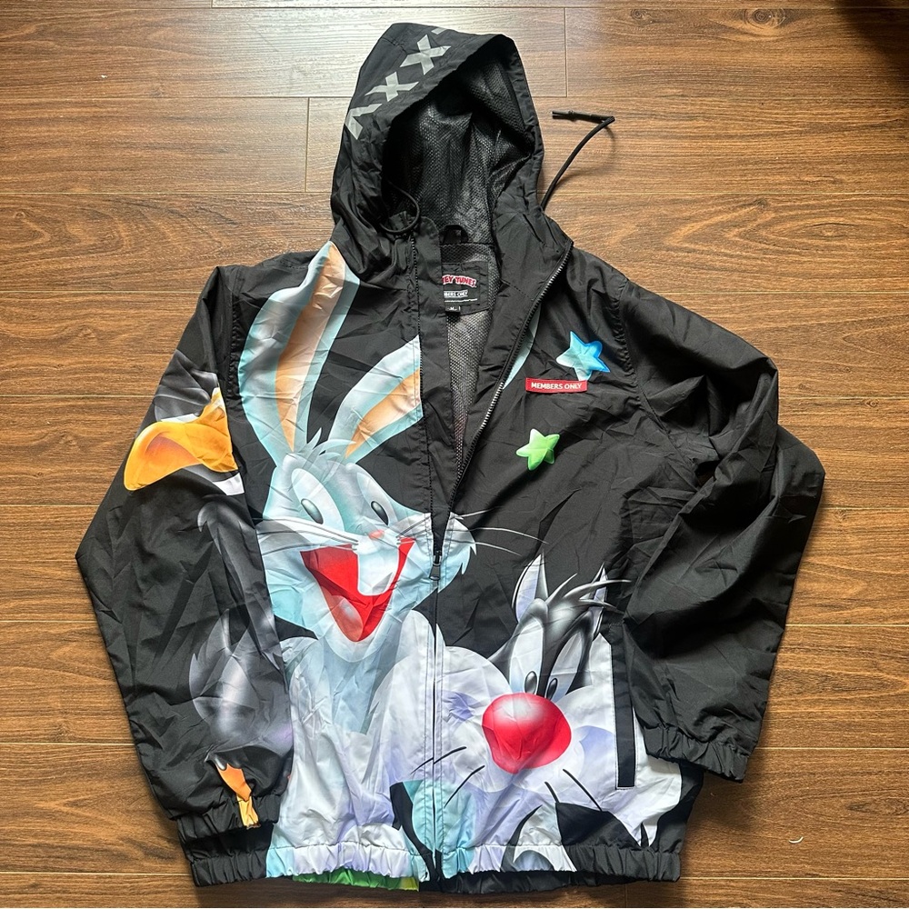 Members Only Black Looney Tunes Windbreaker